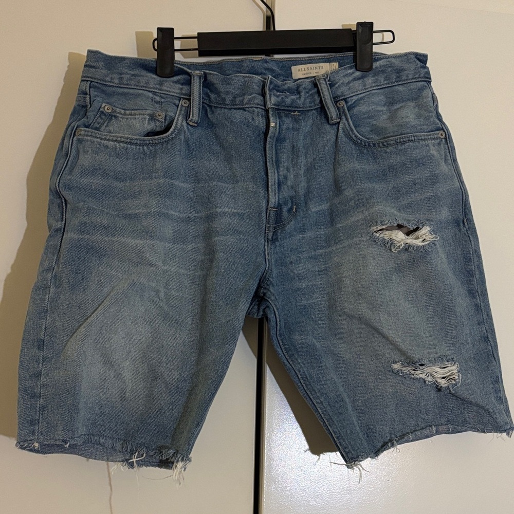 ALL SAINTS : Blue Distressed Men Shorts